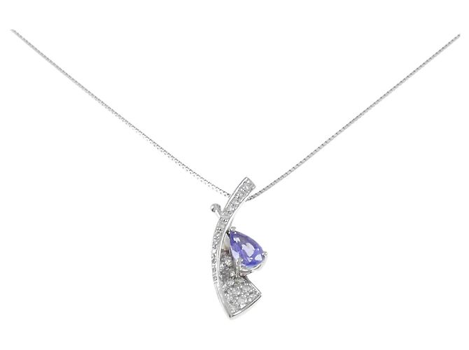 Autre Marque Tanzanit-Diamant-Halskette Pt900 Pt850 Lila