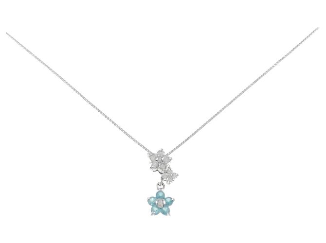 Autre Marque Colar de turmalina e diamantes em ouro branco 18K