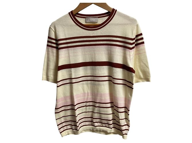 Autre Marque Top de punto de algodón Erdos Beige Blanco roto