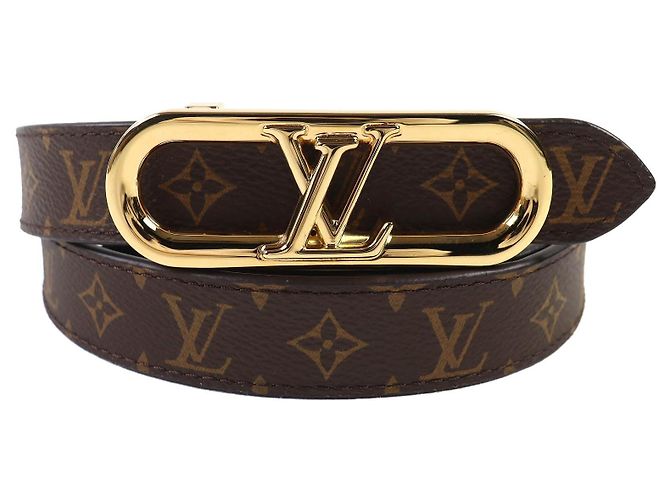 Cinto Louis Vuitton My LV Chain Reversible Monogram Leather Marrom Preto