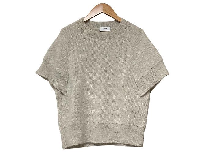 Autre Marque IIROT Mohair Kurzarm Strickpullover Beige