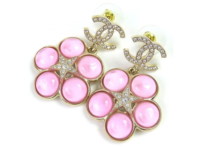 Timeless Orecchini Chanel COCO Mark Rhinestone Flower Rosa