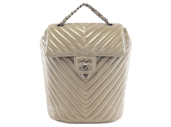 Timeless Chanel Metallic Calf Backpack Silvery