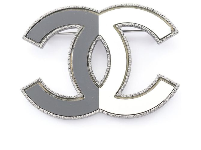 Timeless Chanel Coco Mark Brosche Silber