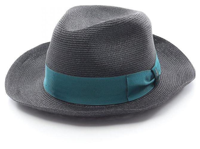 Autre Marque Borsalino Straw Hat Black