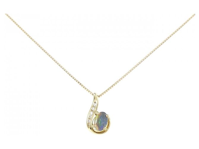 Autre Marque Collana con Diamanti e Opale Nera Au750 Nero