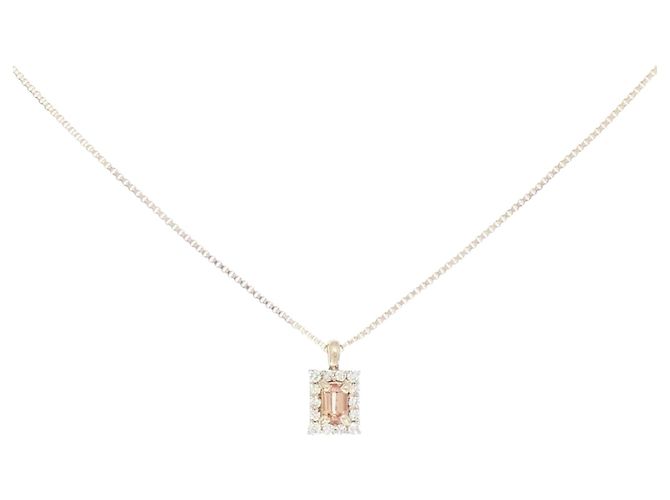 Autre Marque Au750 Saphir-Diamant-Halskette Pink