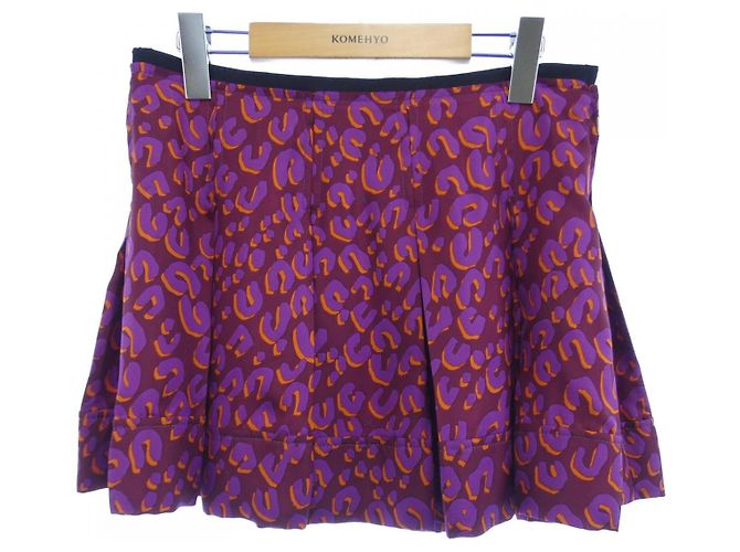 Saia de seda Louis Vuitton Vermelho Laranja Roxo