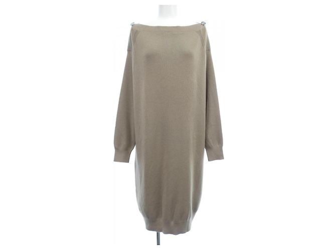 Hermès Vestido de seda e cashmere Hermes 3H2515D6 36 Bege
