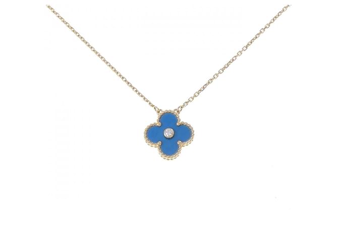 Van Cleef & Arpels Vintage Alhambra 750 Yellow Gold Diamond Necklace Golden 