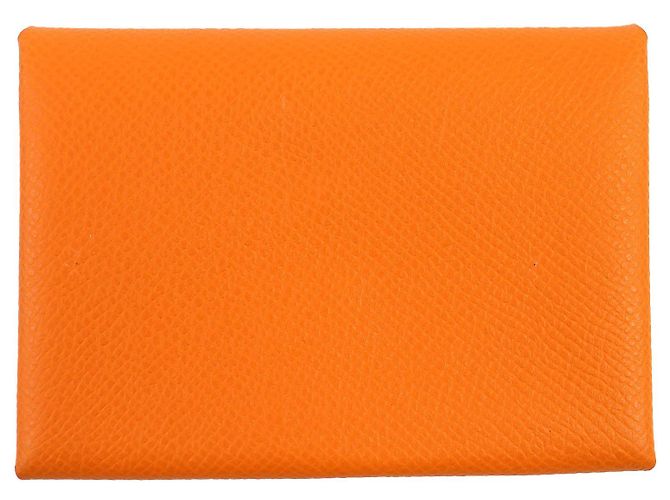 Hermès Tarjetero Hermes Calvi Duo Epsom Naranja