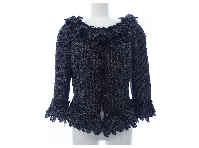 Timeless Chanel Jacke ohne Kragen Schwarz
