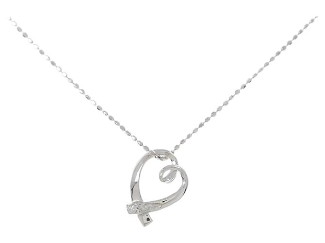 Autre Marque 10K Weißgold-Diamant-Halskette Silber