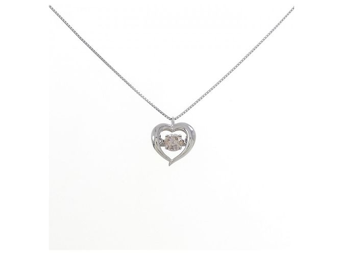 Autre Marque Diamant-Herz-Halskette PT900 PT850 Silber