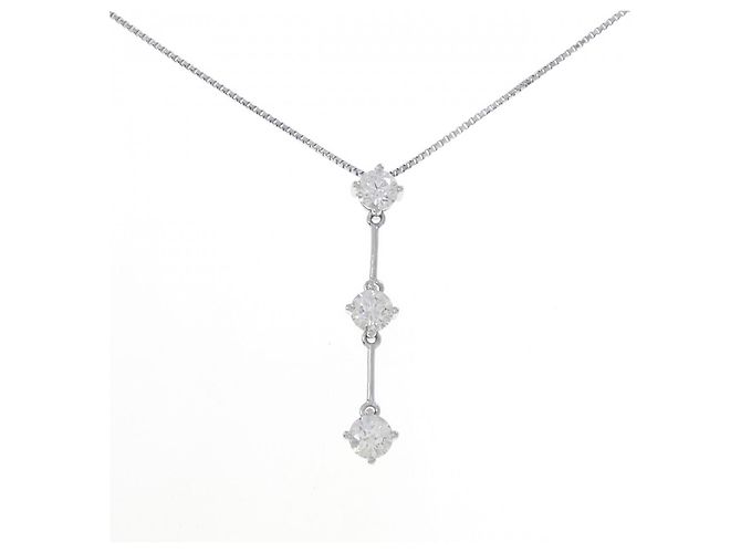 Autre Marque Collana con tre diamanti in Pt850 Argento