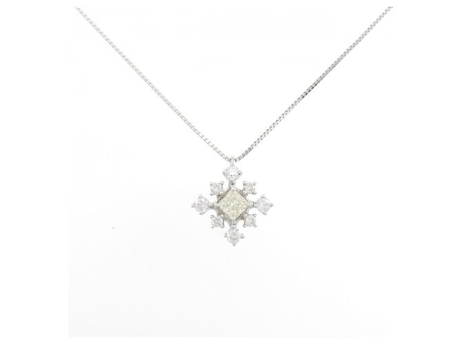 Autre Marque Platin-Diamant-Halskette Silber