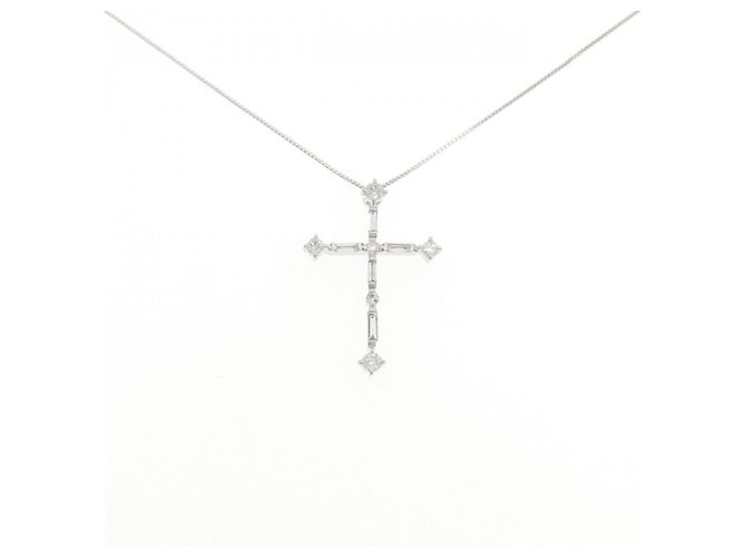 Autre Marque Colar de ouro branco e diamantes Au750 Prata