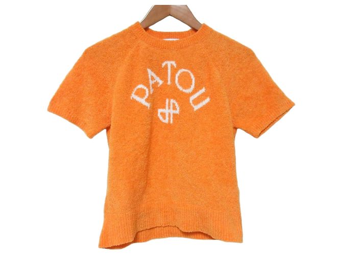 Autre Marque Patou Strickoberteil aus Bio-Baumwollmischung Orange