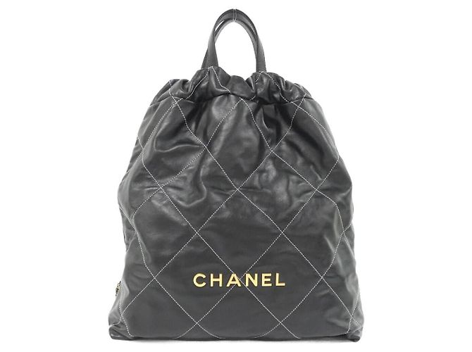 Timeless Chanel Chanel 22 Line Calf Backpack Black White