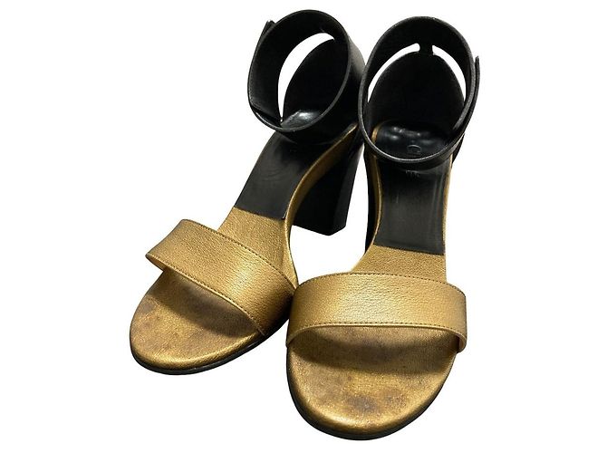 Chloé Sandales en cuir Chloe Noir Doré Bronze