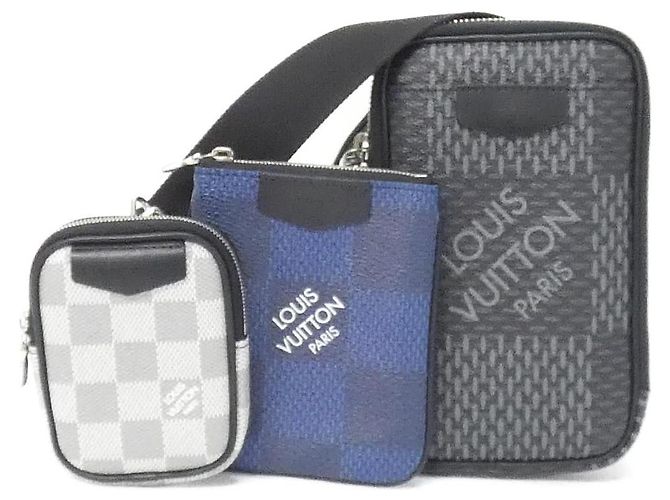 Louis Vuitton Damier Graphite 3D Modular Umhängetasche Schwarz Damier ebene