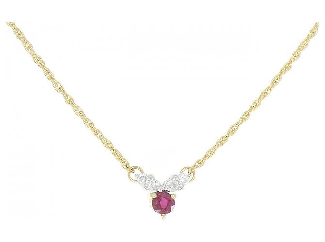 Mikimoto Au750 Rubin Diamant Halskette Rot