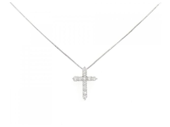 Autre Marque Collana a Croce con Diamanti Pt900 Pt850 Argento