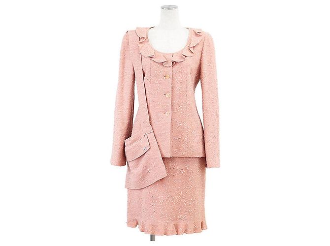 Timeless Chanel Wool Blend Tweed Setup Pink