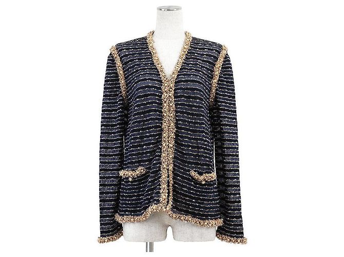 Timeless Chaqueta de tweed de punto Chanel P50939 Azul