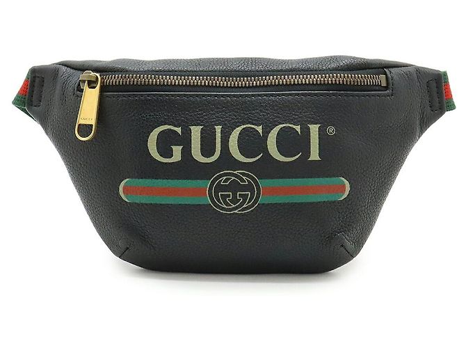 Borsa a tracolla Gucci Print Small in pelle Nero Rosso Verde