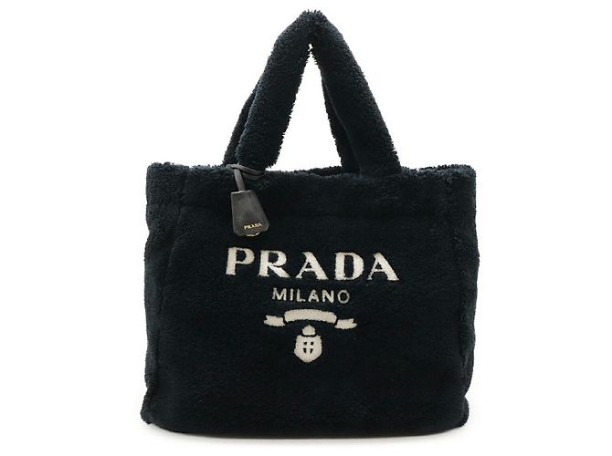 Tote Prada SPUGNA Sac cabas 2way en éponge Terry Noir
