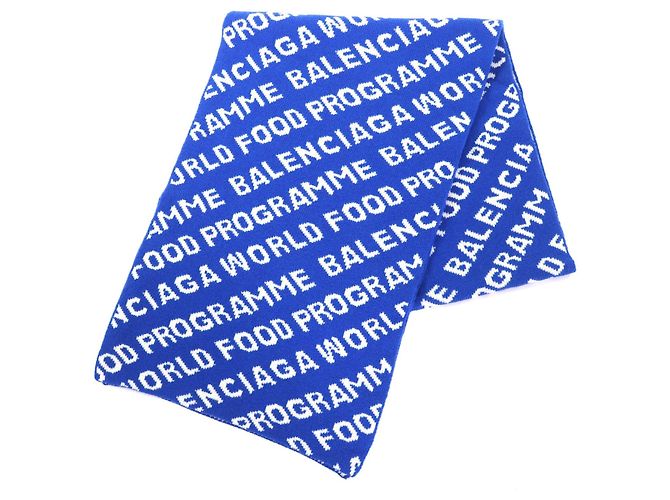 Everyday Sciarpa in lana Balenciaga Bianco Blu