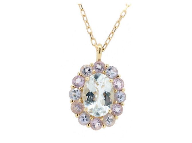 Autre Marque Collana Orefice Aquamarine Au750 D'oro