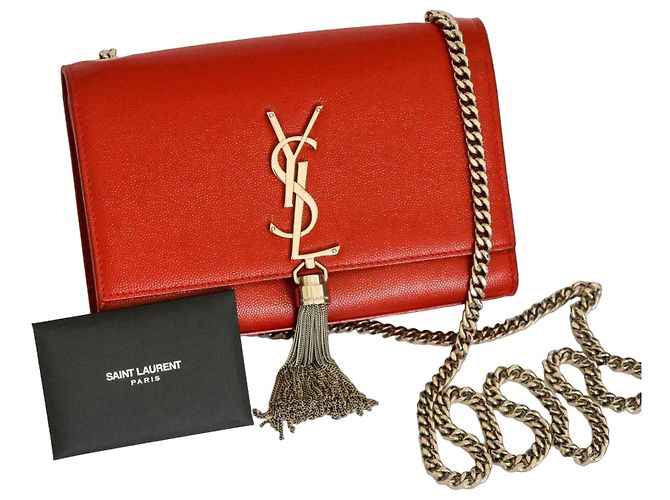 Saint Laurent Kate Red Leather Clutch Bag