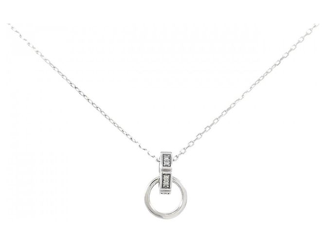 Autre Marque 10K Weißgold-Diamant-Halskette Silber