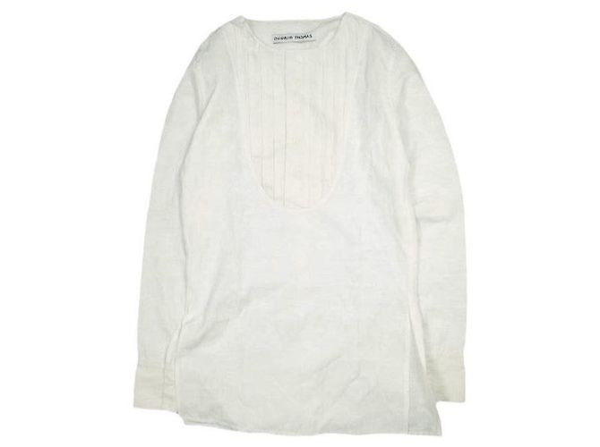 Autre Marque OLUBIYI THOMAS Plisierter Bib-Hemd aus Baumwolle und Rayon Weiß Aus weiß