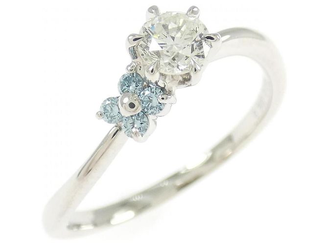 Autre Marque Anillo de flor en platino 950 y diamante Plata 