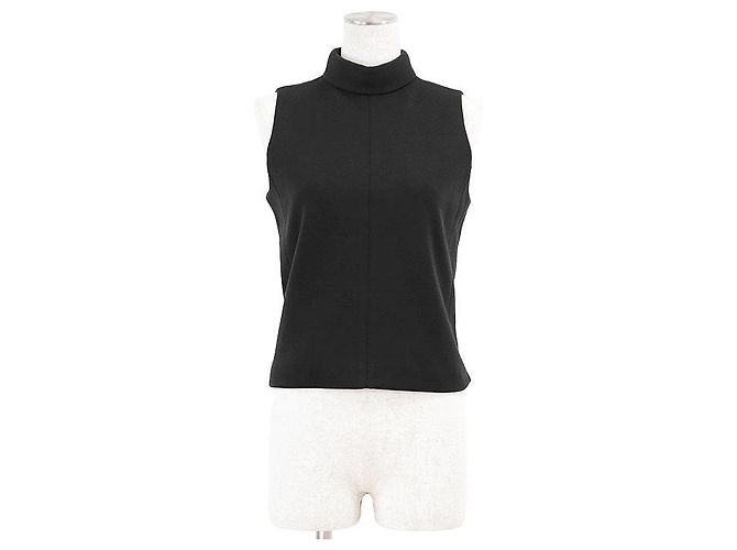 Céline Top sem mangas de gola alta em lã Celine Triomphe Preto