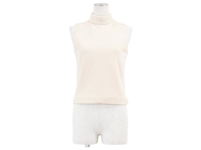 Céline Top sin mangas de cuello alto de lana CELINE Crudo