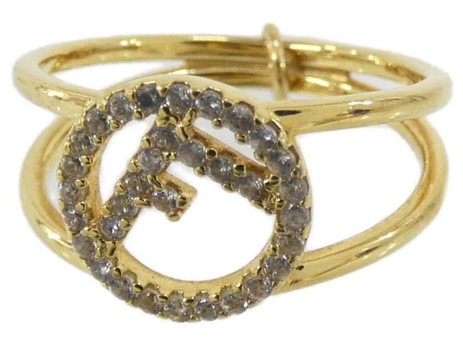 Fendi Gold Band Ring mit Kristall Golden