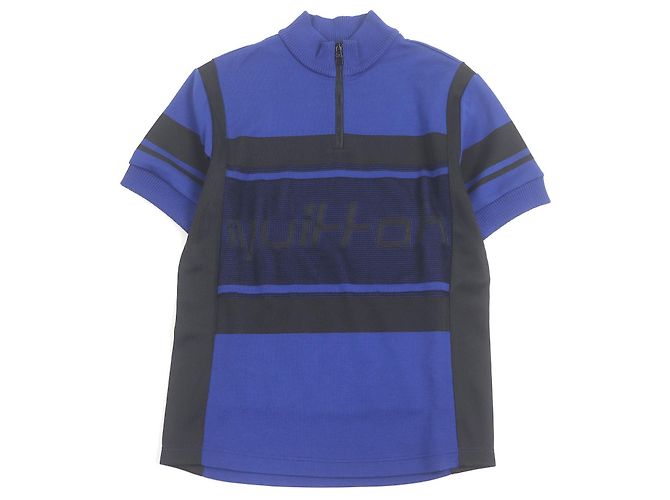 Camiseta de manga corta de punto jacquard Louis Vuitton Negro Azul