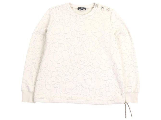Chanel Camellia Sweatshirt aus Baumwolle Beige