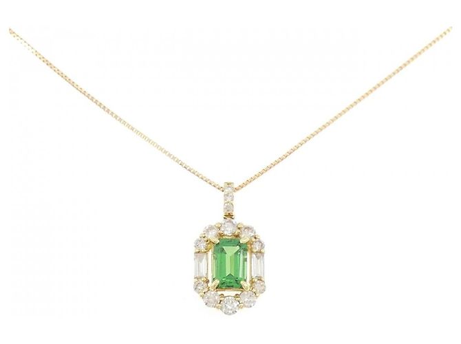 Autre Marque Colar de granada e diamantes Au750 Dourado