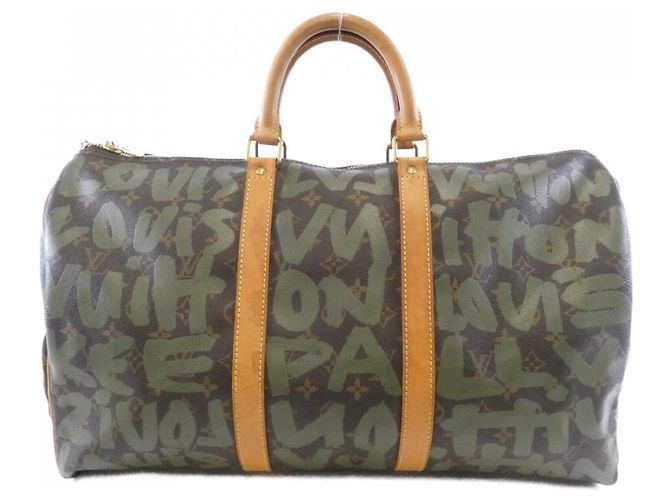 Bolso Boston Louis Vuitton Monogram Graffiti Keepall 50cm Castaño Caqui