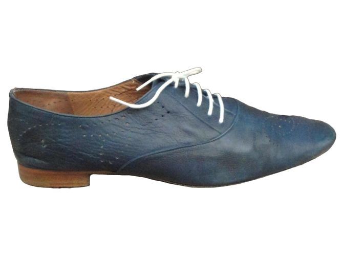 Autre Marque Fratelli Rossetti blaue Oxford-Schuhe aus Leder