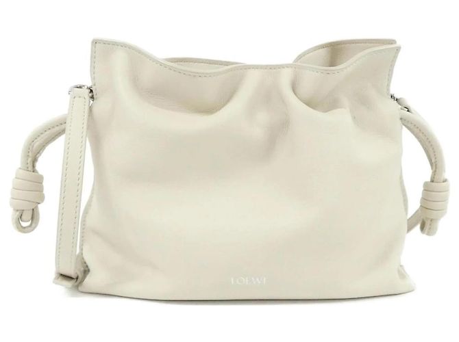 Bolsa de Mão Mini Flamenco Loewe Branco Cru
