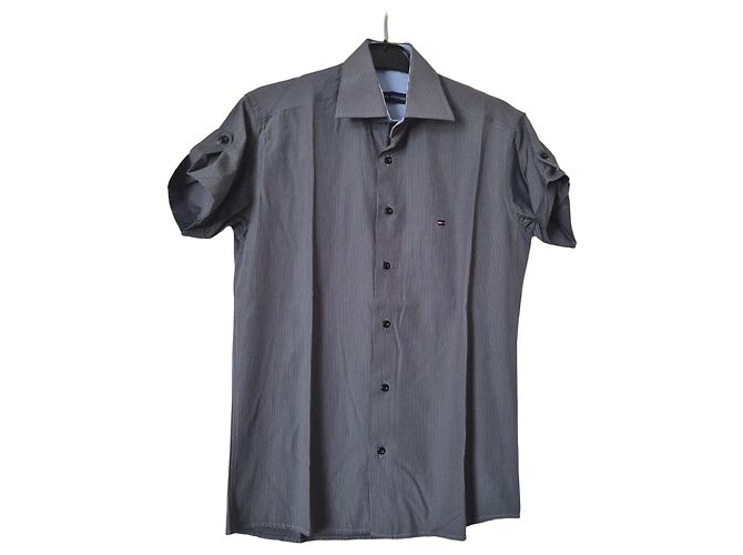 Camicia Tommy Hilfiger Uomo a Righe Grigia - Maniche Corte Grigio