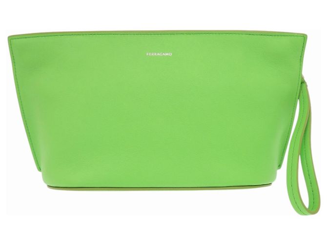 Clutch in pelle verde Salvatore Ferragamo