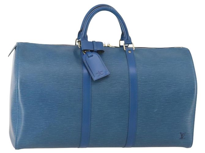 Sac Keepall Louis Vuitton en cuir Epi 50 Bleu