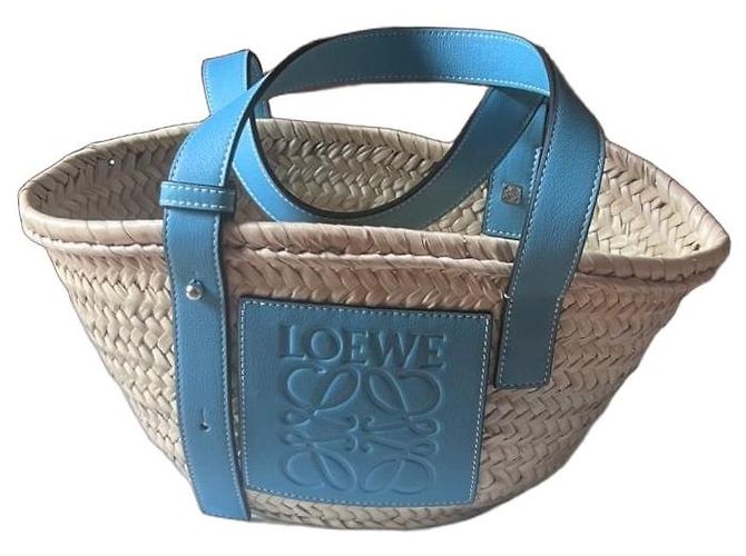 Loewe Paula's Ibiza Petit Panier Cesta Beige Bleu clair